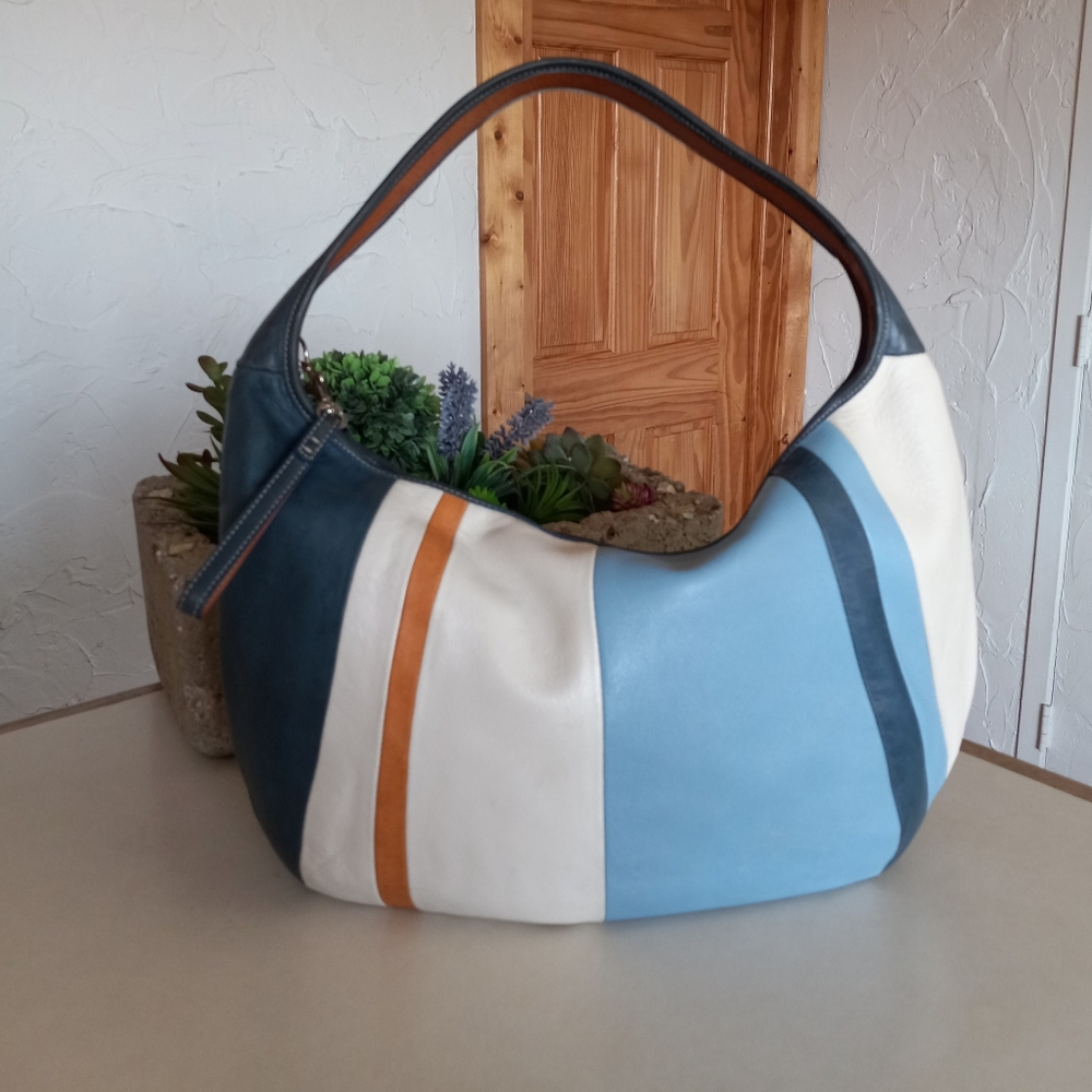 Coach Ergo Striped Zip-top Lightweight Collection Hobo Bag, 2003 - Picture 1 of 15